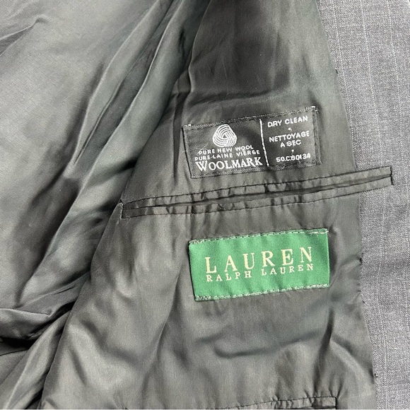 Ralph Lauren Suit Jacket Blazer Gray 100% Wool - Picture 10 of 10